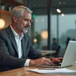 Homme d'affaires en costume dans un bureau moderne